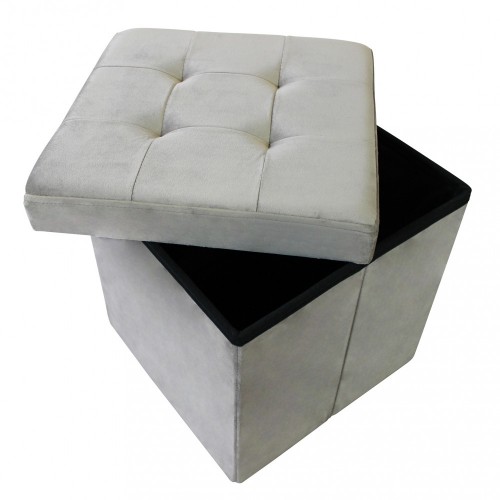 Pouf Contenitore Portaoggetti in Velluto Quadrato Portaoggetti 38x38 cm