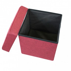 Pouf Contenitore Portaoggetti in Velluto Rosso Quadrato Portaoggetti 38x38x40 cm 2