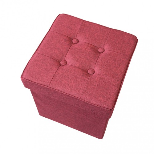 Pouf Contenitore Portaoggetti in Velluto Rosso Quadrato Portaoggetti 38x38x40 cm