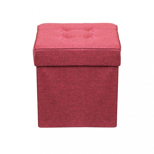 Pouf Contenitore Portaoggetti in Velluto Rosso Quadrato Portaoggetti 38x38x40 cm
