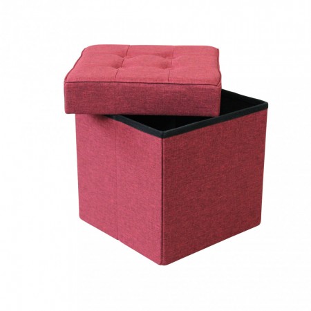 Pouf Contenitore Portaoggetti in Velluto Rosso Quadrato Portaoggetti 38x38x40 cm
