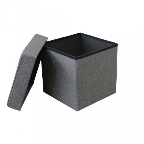 Pouf Contenitore Grigio Scuro Quadrato 38x38x40 cm