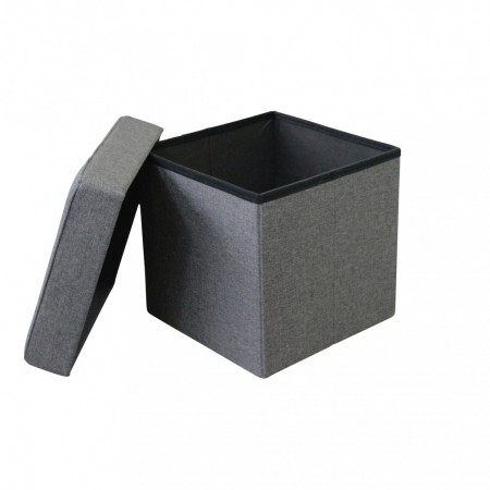 Pouf Contenitore Grigio Scuro Quadrato 38x38x40 cm