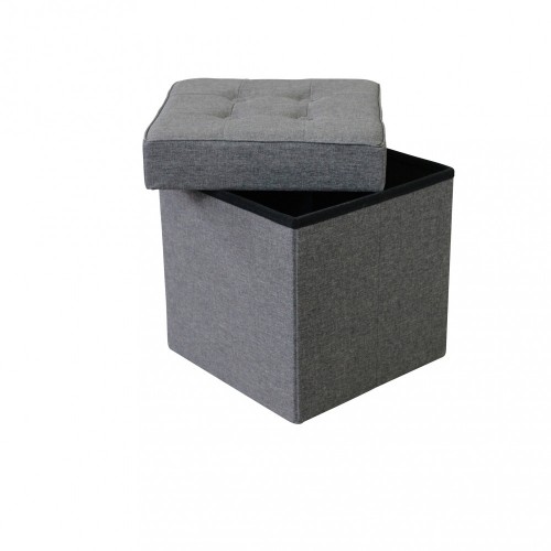 Pouf Contenitore Grigio Scuro Quadrato 38x38x40 cm