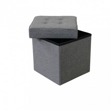 Pouf Contenitore Grigio Scuro Quadrato 38x38x40 cm