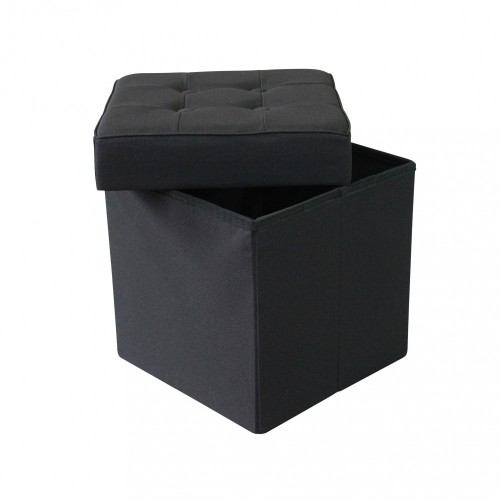 Pouf Contenitore Nero Salone Quadrato 38x38x40 cm