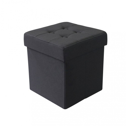 Pouf Contenitore Nero Salone Quadrato 38x38x40 cm