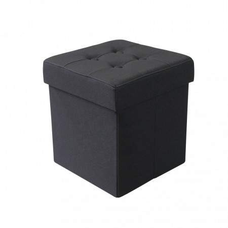 Pouf Contenitore Nero Salone Quadrato 38x38x40 cm