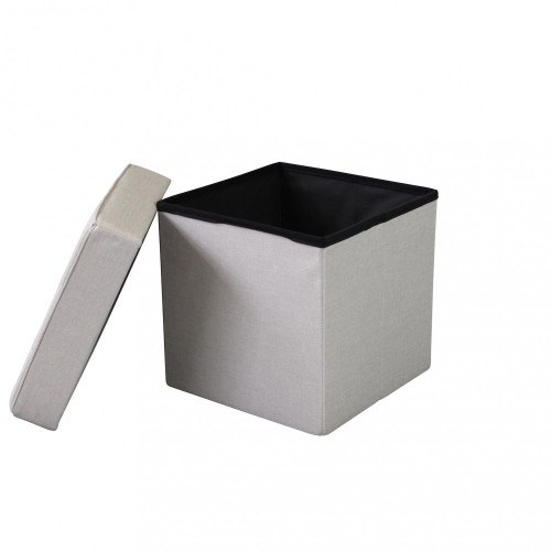 Pouf Contenitore Poggiapiedi Tortora Quadrato 38x38x40 cm