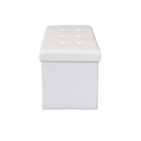 Pouf Contenitore Poggiapiedi Bianco Rettangolare 76x38 cm