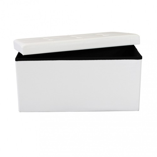 Pouf Contenitore Poggiapiedi Bianco Rettangolare 76x38 cm