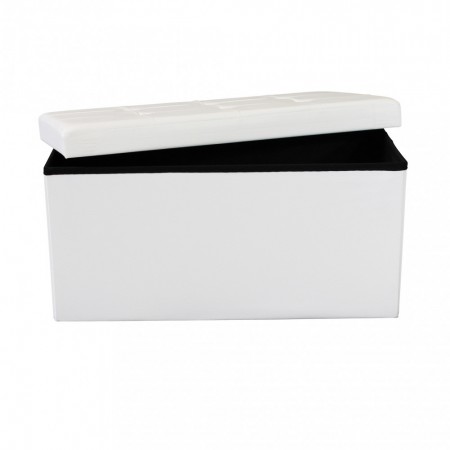 Pouf Contenitore Poggiapiedi Bianco Rettangolare 76x38 cm