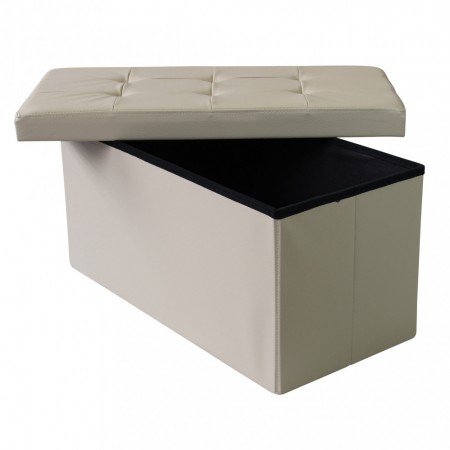 Pouf Contenitore Poggiapiedi in Ecopelle Rettangolare 76x38 cm
