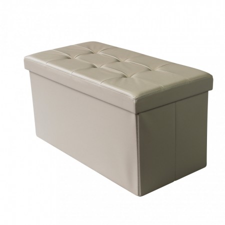 Pouf Contenitore Poggiapiedi in Ecopelle Rettangolare 76x38 cm