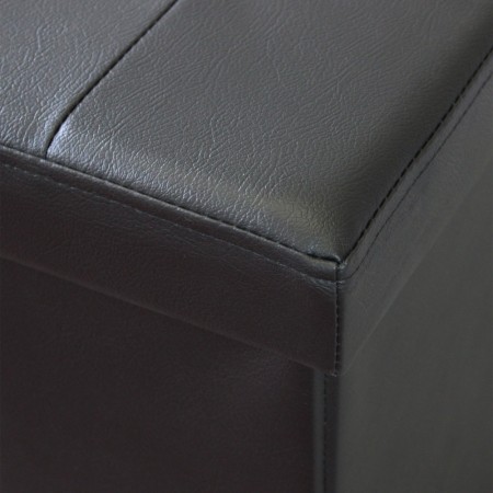 Pouf Contenitore Poggiapiedi in Ecopelle Nero Rettangolare 76x38 cm