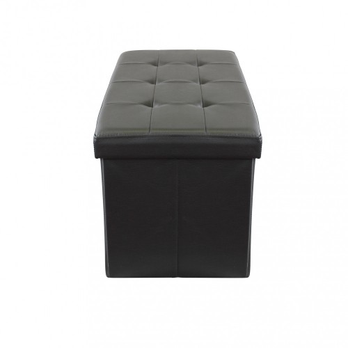 Pouf Contenitore Poggiapiedi in Ecopelle Nero Rettangolare 76x38 cm