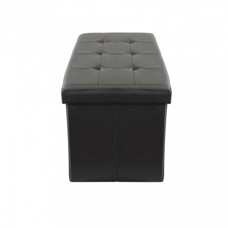 Pouf Contenitore Poggiapiedi in Ecopelle Nero Rettangolare 76x38 cm