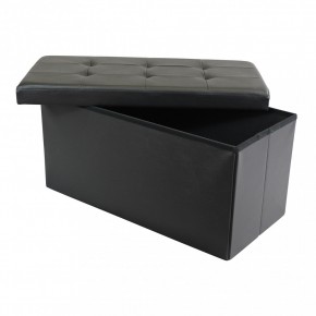 Pouf Contenitore Poggiapiedi in Ecopelle Nero Rettangolare 76x38 cm 2