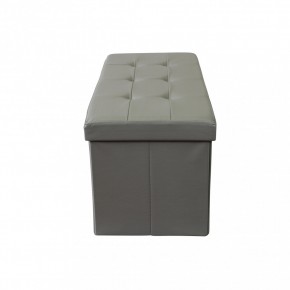 Pouf Contenitore Poggiapiedi in Ecopelle Grigio Rettangolare 76x38 cm 2