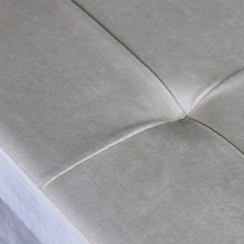 Pouf Contenitore Poggiapiedi in Velluto Beige Rettangolare 76x38 cm