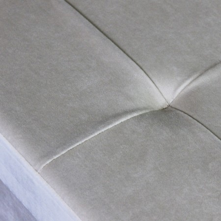 Pouf Contenitore Poggiapiedi in Velluto Beige Rettangolare 76x38 cm