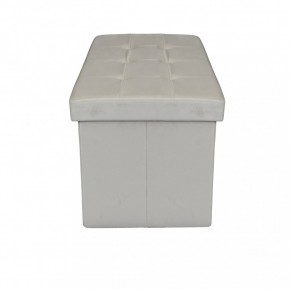 Pouf Contenitore Poggiapiedi in Velluto Beige Rettangolare 76x38 cm 2