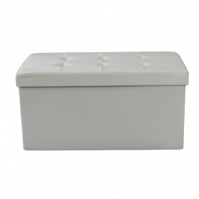 Pouf Contenitore Poggiapiedi in Velluto Beige Rettangolare 76x38 cm