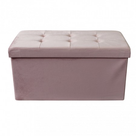 Pouf Contenitore Poggiapiedi per Soggiorno Rosa Rettangolare 76x38 cm