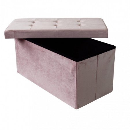 Pouf Contenitore Poggiapiedi per Soggiorno Rosa Rettangolare 76x38 cm