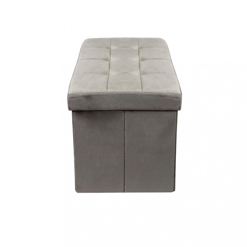 Pouf Contenitore Poggiapiedi per Soggiorno Tortora Rettangolare 76x38 cm