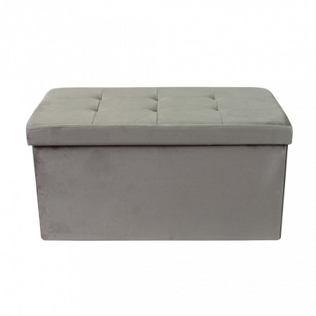 Pouf Contenitore Poggiapiedi per Soggiorno Tortora Rettangolare 76x38 cm