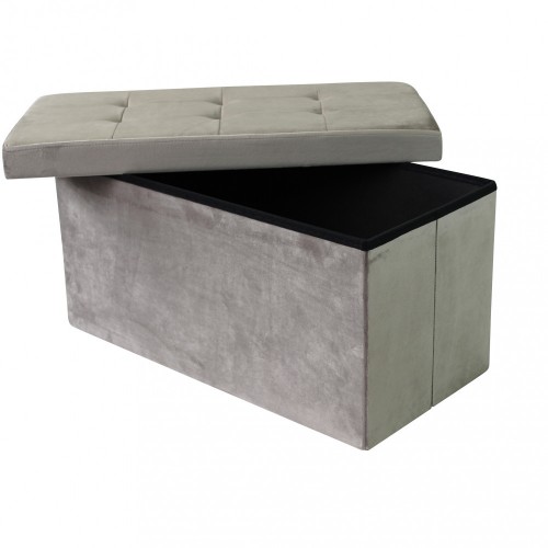 Pouf Contenitore Poggiapiedi per Soggiorno Tortora Rettangolare 76x38 cm