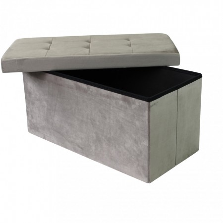 Pouf Contenitore Poggiapiedi per Soggiorno Tortora Rettangolare 76x38 cm