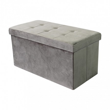 Pouf Contenitore Poggiapiedi per Soggiorno Tortora Rettangolare 76x38 cm