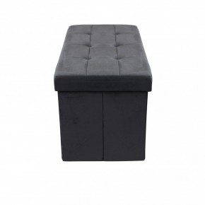 Pouf Contenitore Poggiapiedi per Soggiorno Nero Rettangolare 76x38 cm 2