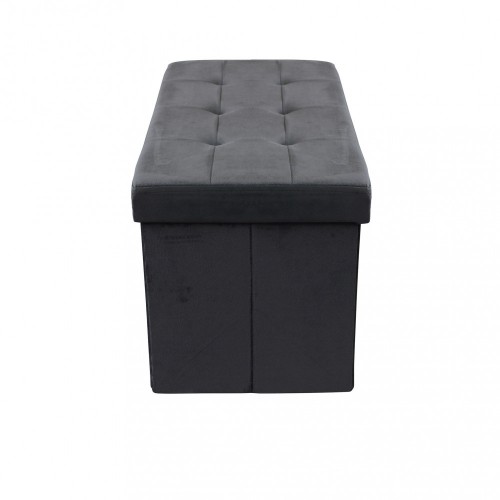 Pouf Contenitore Poggiapiedi per Soggiorno Nero Rettangolare 76x38 cm