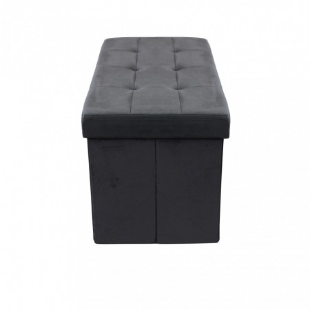 Pouf Contenitore Poggiapiedi per Soggiorno Nero Rettangolare 76x38 cm