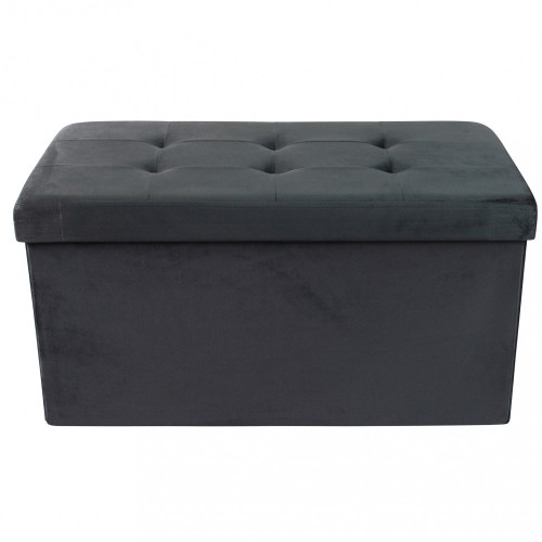 Pouf Contenitore Poggiapiedi per Soggiorno Nero Rettangolare 76x38 cm