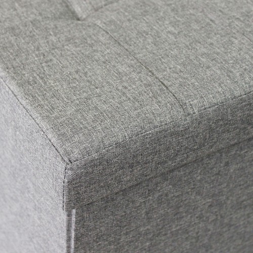 Pouf Contenitore Poggiapiedi in Stoffa Grigio Rettangolare 76x38 cm