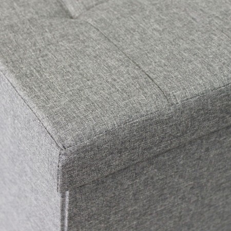Pouf Contenitore Poggiapiedi in Stoffa Grigio Rettangolare 76x38 cm