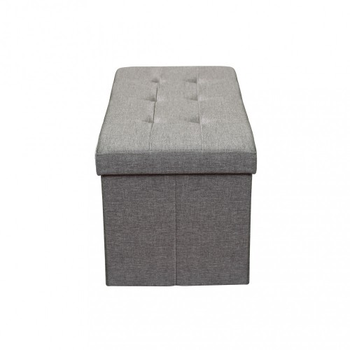 Pouf Contenitore Poggiapiedi in Stoffa Grigio Rettangolare 76x38 cm