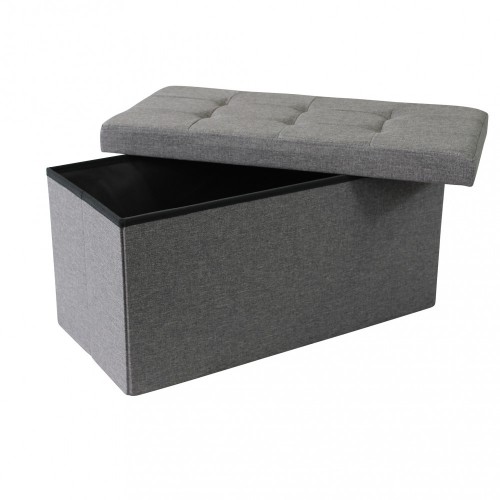 Pouf Contenitore Rettangolare in Stoffa Grigio Scuro 76x38 cm