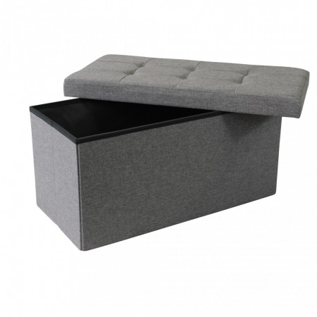 Pouf Contenitore Rettangolare in Stoffa Grigio Scuro 76x38 cm
