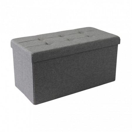 Pouf Contenitore Rettangolare in Stoffa Grigio Scuro 76x38 cm