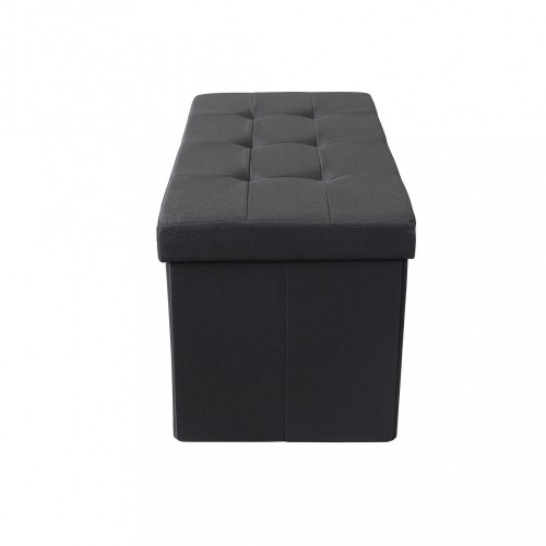 Pouf Contenitore Rettangolare in Stoffa Nero 76x38 cm