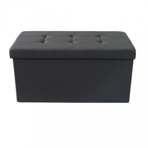 Pouf Contenitore Rettangolare in Stoffa Nero 76x38 cm