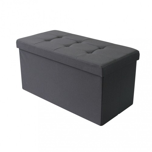 Pouf Contenitore Rettangolare in Stoffa Nero 76x38 cm