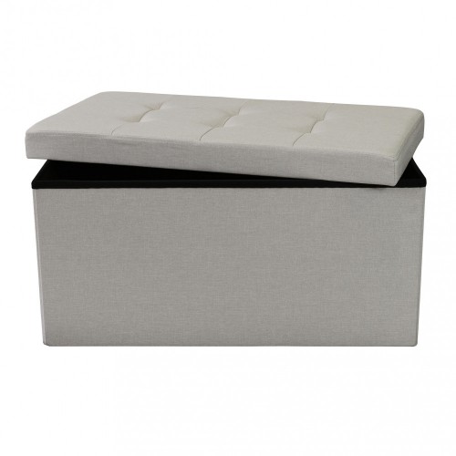 Pouf Contenitore Rettangolare in Stoffa Tortora 76x38 cm