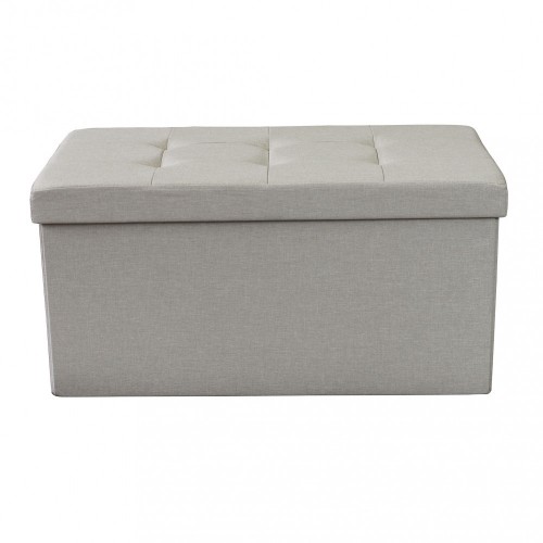 Pouf Contenitore Rettangolare in Stoffa Tortora 76x38 cm