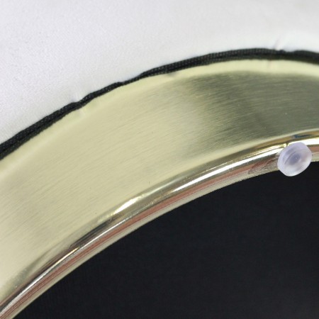 Pouf Poggiapiedi Rotondo in Velluto Beige base oro